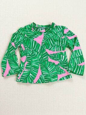 Lilly Pulitzer Kids Girls Rash Guard Swim Top - Palm Leaf Print - Size 4